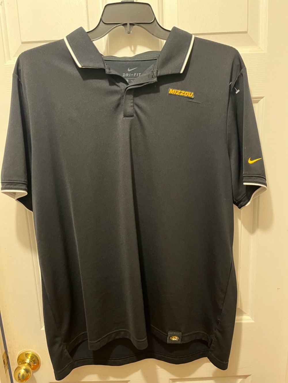 Nike Black Polo with Gold Mizzou Embroidery